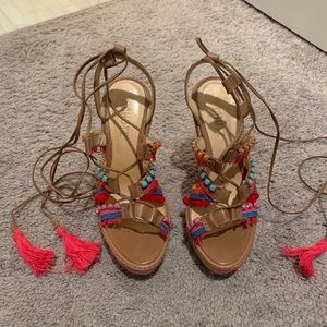 Schutz Mella Oyster Tassel Wrap Wedges